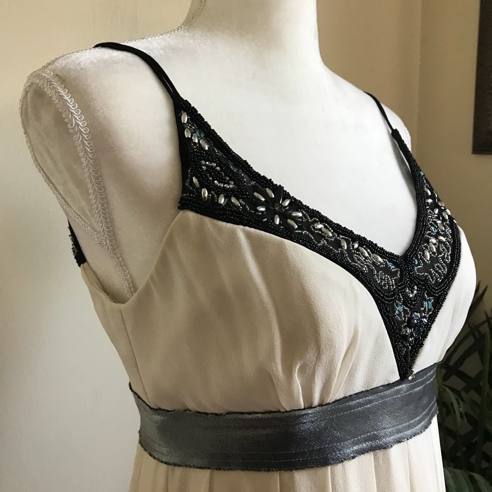 Sue Wong Nocturne Cream Silk Beaded Dress 6* - Picture 3 of 8